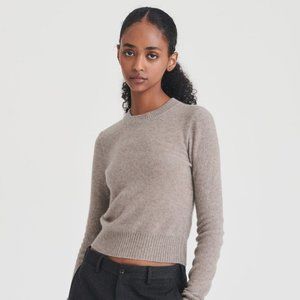 NAADAM Reversible Cropped Crewneck Sweater in Timber